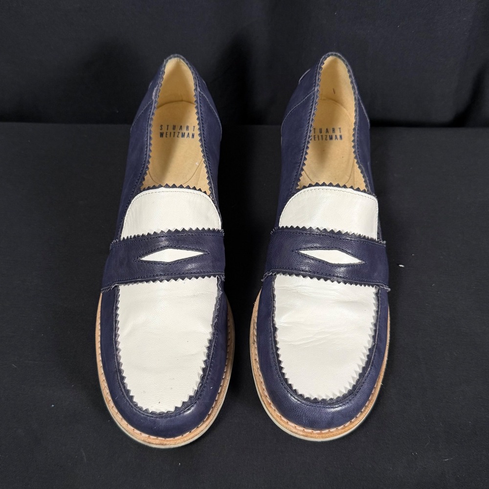 Vintage Stuart Weitzman Spectator Penny Loafers Two Tone Leather Spain Women 9 M - Picture 5 of 16